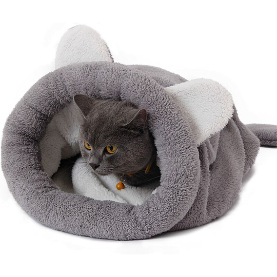 Dog House Cat House Teddy Small and Medium Dog Cat Carpet Four Seasons Semi-Closed Universal Sleeping Bag, Great, Gray