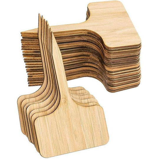 Osqi - 20PC Bamboo T-type Plant Tags Eco-friendly Wooden T-type Plant Tags Bamboo Plant Tag for Outdoor Indoor Plants Seeds Potted Herbs Flowers