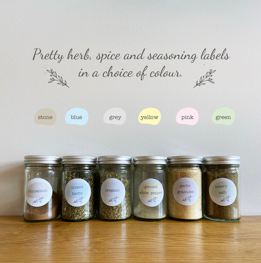 Pretty Spice, Herb & Seasoning Labels - Available in A Choice Of Colours Set 56 Labels