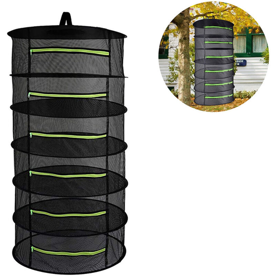 6 Layers Mesh Plant Drying Net Hanging Folding Net Black Herbal Drying Net With Zipper Herb Dryer Black