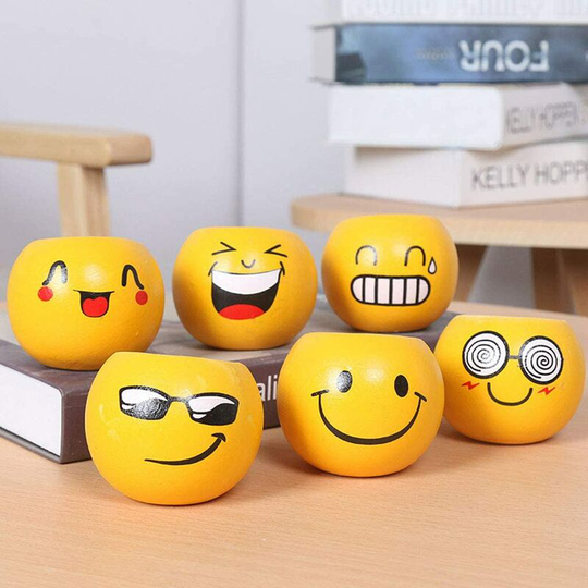 Ceramic Smiley Expression Cartoon Flower Pot Succulent Flower Pots 6pcs (Caliber 4cm Diameter 6.5cm Height 5.5cm)