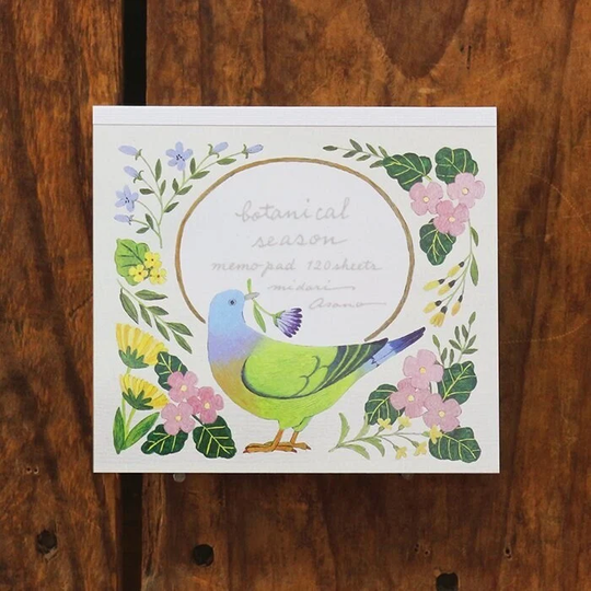 120Pcs Botanical Season Memo Block, Flower Birds, Cozyca, Midori Asano Illustration Notepad, Stationery Paper For Letters & Journal
