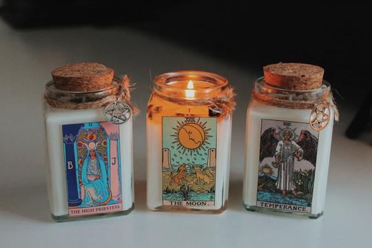 Tarot Card Herb & Crystal Candle | 3.4 Oz. 100% Soy Wax Read Description To See The Herbs & Crystals That Go On Each Candle