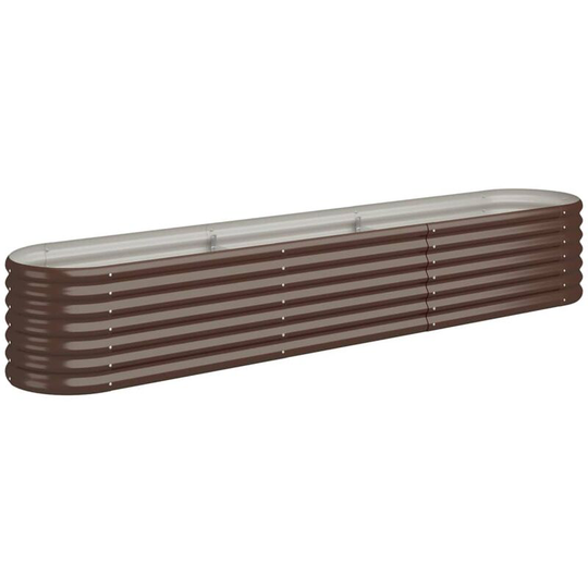 Garden Planter Powder-coated Steel 224x40x36 cm Brown Vidaxl Brown