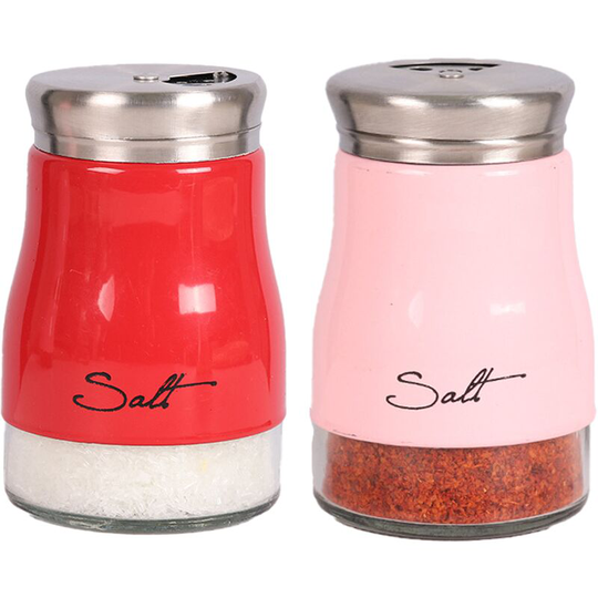 Salt And Pepper Shakers Set, Kitchen Decor, Glass Salt And Pepper Shakers Set, Cute Salt Shaker red + pink