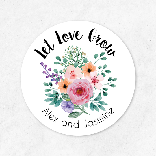 Let Love Grow Stickers, Labels, Seed Packet Wedding Favour Sticker, Label, Plant Favours, Succulent, Personalised