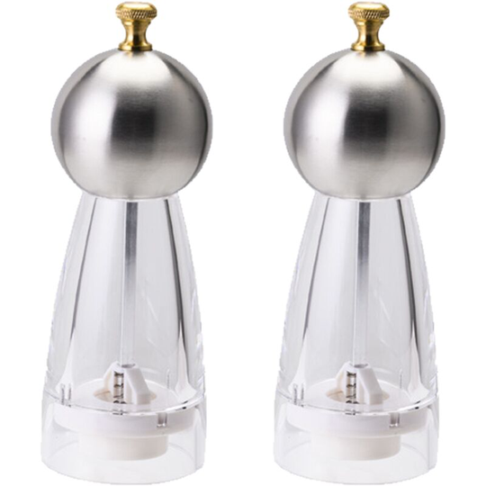 Premium Acrylic Salt and Pepper Grinder Set, Adjustable Coarseness, Easy to Fill 6 inches (color box)