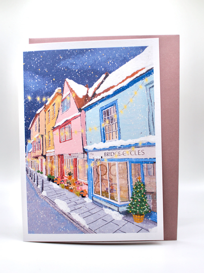Christmas Card - Magdalene Street At in Cambridge, Christmastime, Snow, Cambridge Scenery, Holidays