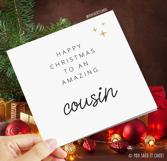 Happy Christmas To An Amazing Cousin - Card For Xmas Seasonal Cards Simple Family Nice Festive