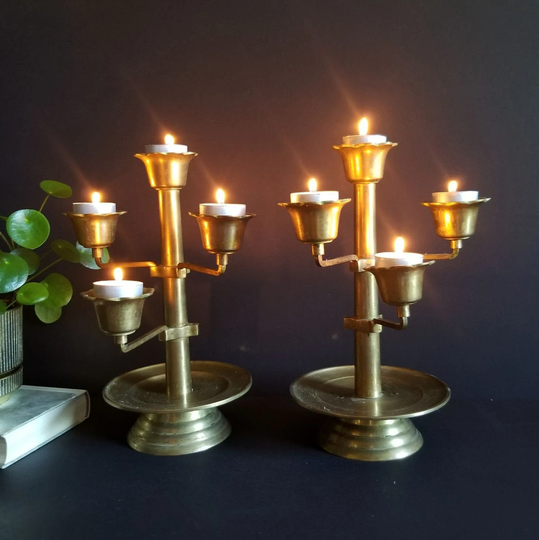 Pair Of Large Brass Candelabra - 11
