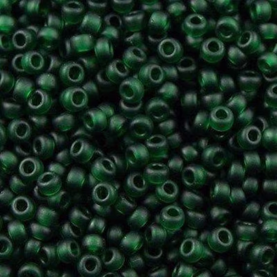 Miyuki Seed Beads 11/0 Matted Transparent Dark Emerald , 0156F-New