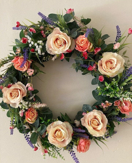 Front Door Wreath, Floral Seasonal Faux Flower Spring Summer Mother's Day