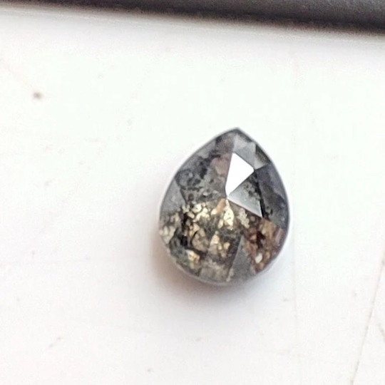 0.35 Cts Salt Pepper Diamond, Rose Cut Pears, Gemstone Natural Diamond Pears 3.7x4.8 Mm Loose Jewelry Das6818 Dc