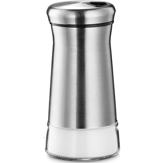 Salt and Pepper Shakers set - Spice Dispenser with Adjustable Pour Holes - Stainless Steel & Glass