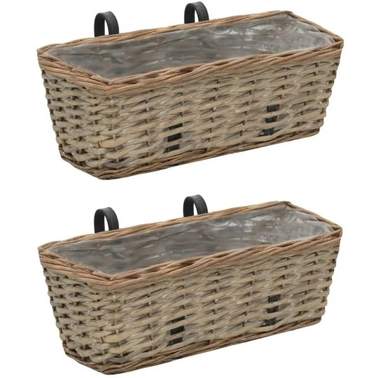 Hommoo - Balcony Planter 2 pcs Wicker with pe Lining 40 cm VD12749
