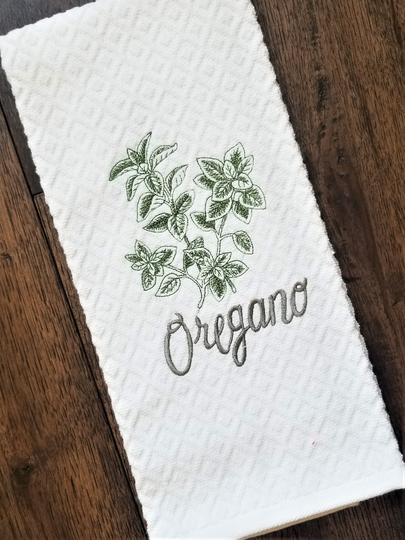Oregano Embroidered Kitchen Towel