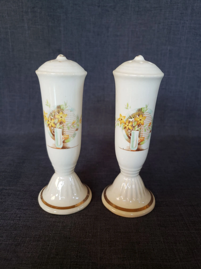 Antique Salem China Salt & Pepper Shakers, Victory Shape Shakers