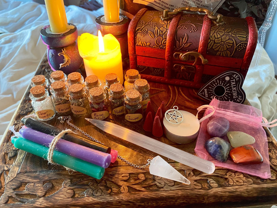 Witches Altar Box & Supplies | Witchcraft Wiccan Pagan Gift Set Chest Spells Spell Candles