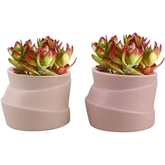 Set of 2 ceramic flowerpots - Irregular shape - Creative - For small plants, cacti (a + b).