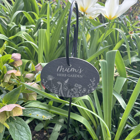 Personalised Herb Garden Slate Tag Wire Holder
