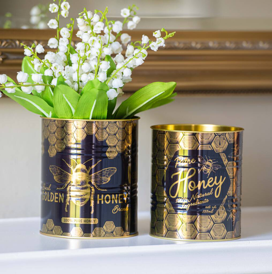Set Of Two Bee Design Metal Tins