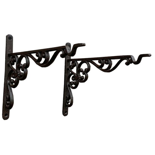 Selections - Cast Iron Decorative Hanging Basket Bracket 35cm (Set of 2)