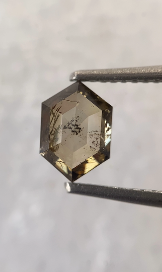 1.29Carat Weight/Salt & Pepper Hexagon Diamond Light Brown Colour Shape Ring Jewellery 7.78 X 5.44 Mm