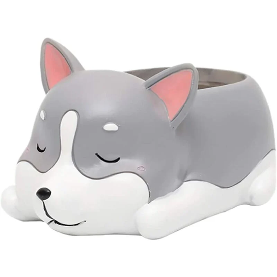 Succulent Cactus Flower Pot - Kawaii Animal Cute Sleepy Dog Succulent Pots/Plant Pots/Planter/Container with Drainage Resin Mini Flowerpot Garden