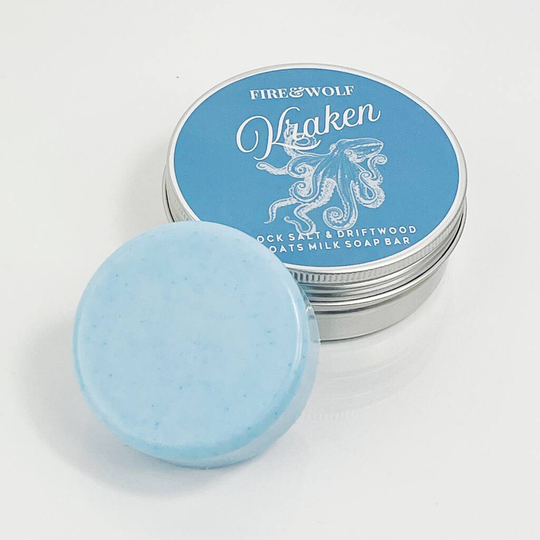 Kraken Rock Salt And Driftwood Soap In A Tin