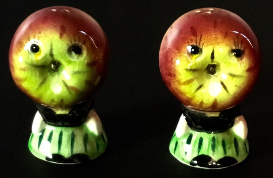 Vintage 1950S Apple Face Salt & Pepper Shakers