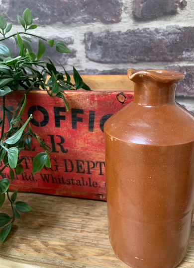 Victorian Stoneware Ink Bottle Salt Glazed With Pouring Spout, Home Accessories & Accents, Gifts For Him