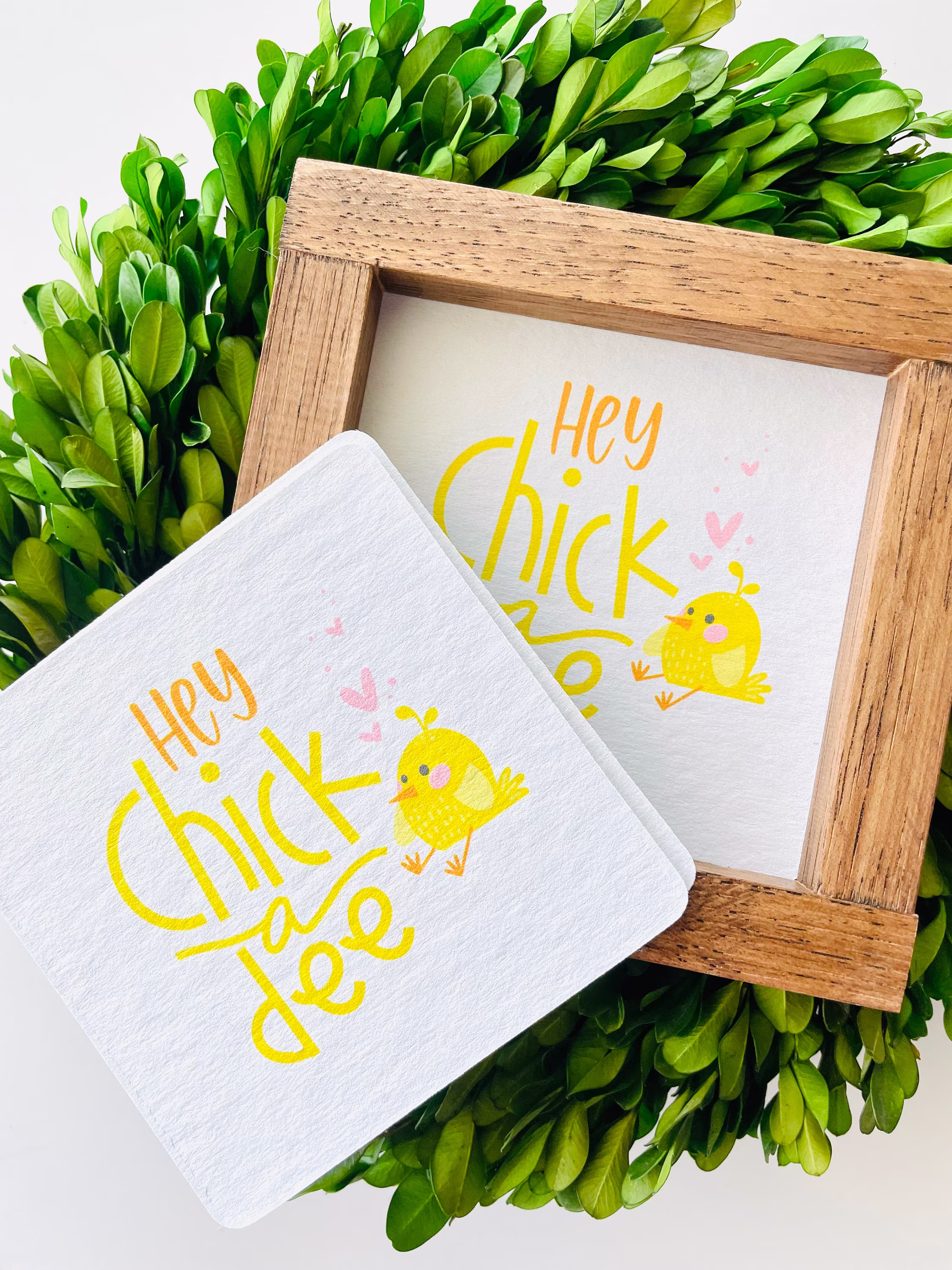 Hey Chick-A-Dee Tile, Interchangeable Decor Sign, Tiered Tray, Seasonal Decor, Holiday Signs, Easter Baby Chick