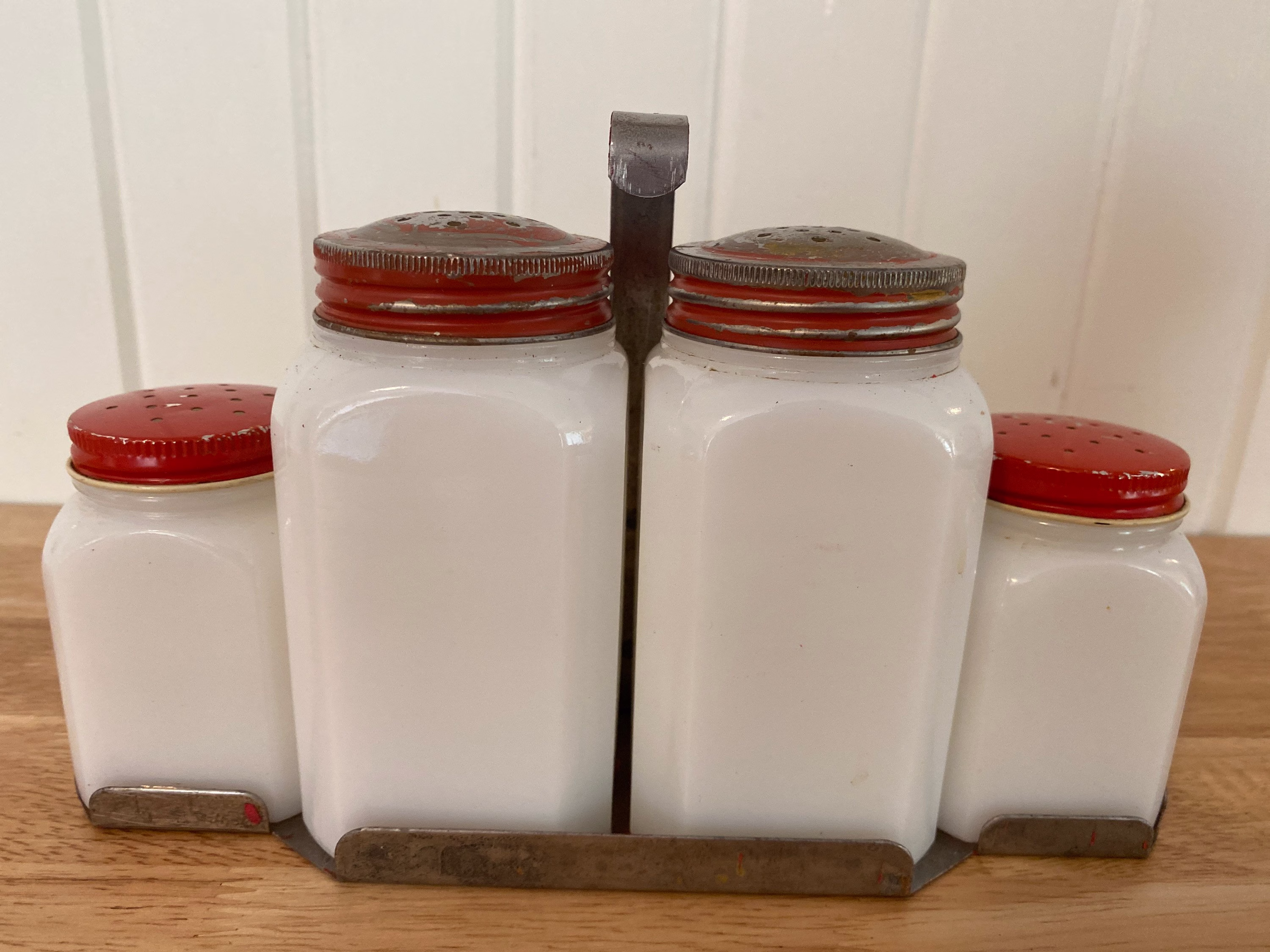 Mckee, Milk Glass, Salt, Pepper, Sugar, Flour Shakers, Range Set