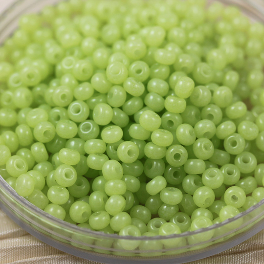 70G 6/0 Opal Lime Solgel Czech Seed Beads - 70Grams Fabulous Opalite Beads, Translucent Style, Summer Tropical Beads