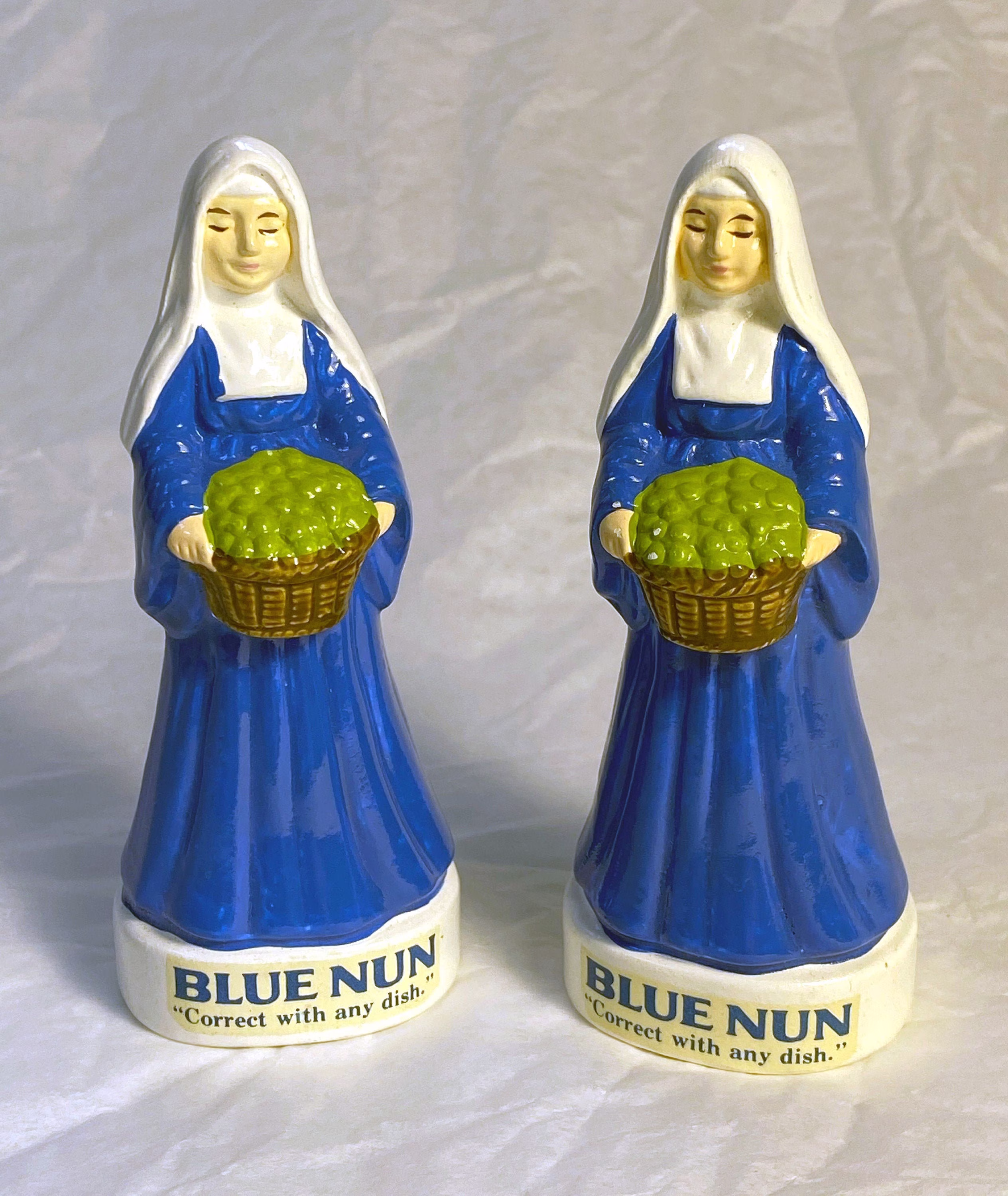 Blue Nun Salt & Pepper Shakers Vintage & Hard To Find in Mint Condition