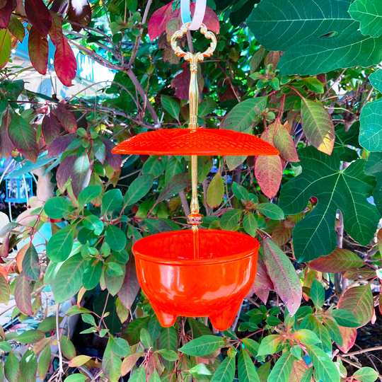 Bird Seed Feeder, Oriole Vintage Glass Candy Dish, Plate Hanger, Backyard Gift For Mom, Housewarming Gifts, Lover