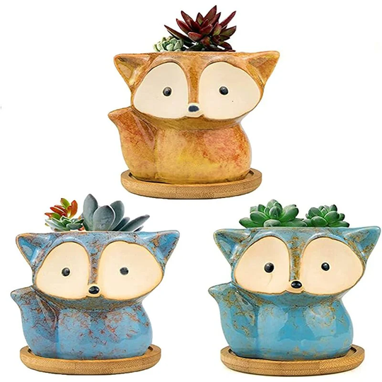 2 Pieces Blue Succulent Flower Pot, Ceramic Succulent Plant Pots, Mini Ceramic Flower Pots, Planters with Accessories, Great for Home Decoration
