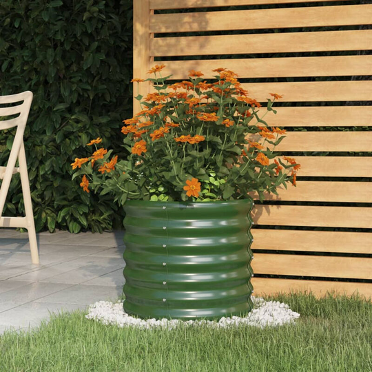 Asupermall - Garden Planter Powder-coated Steel 40x40x36 cm Green
