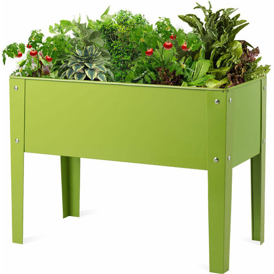 Costway - Galvanized Raised Garden Bed Elevated Planter Stand Herb Flower Holder Box