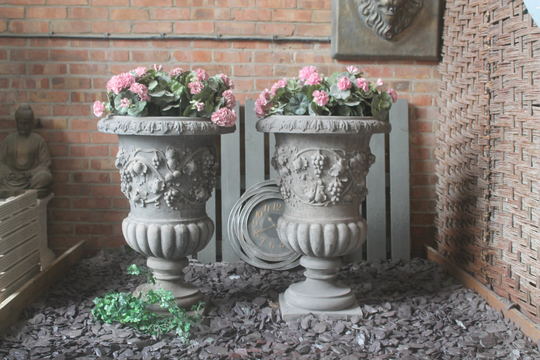 Pair Of Stone Vine Urns