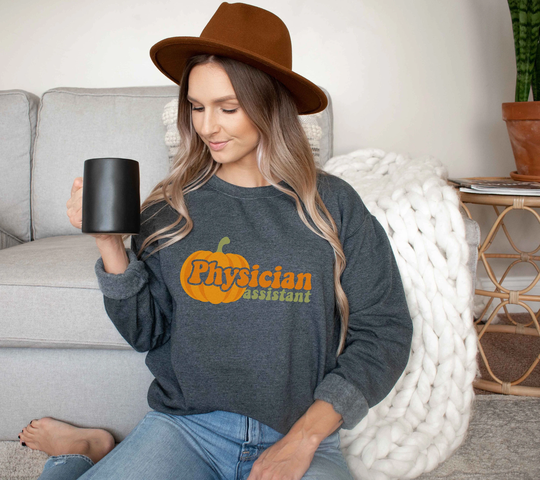 Physician Assistant Halloween Pumpkin Sweatshirt Autumn Fall Crewneck 1970S Pa School Student Gift Seasonal Fun Cute Trendy Shirt