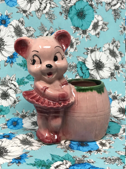 Vintage Hand Painted Ballerina Bear Planter