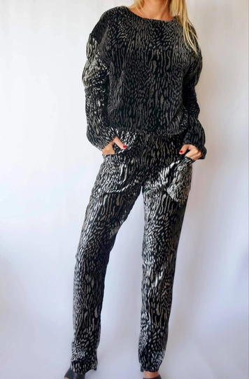 Animal Print Pants, Sdg East London Aw Collection, Autumn Winter Collection Velvet Trousers Woman, Suit, Animal Print, Tailleur, No Season