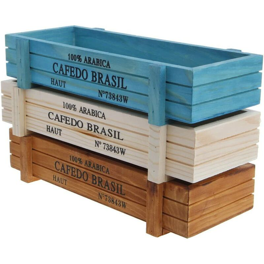 Litzee - Wooden Outdoor Garden Planter, Rectangular Flower Box, Outdoor Balcony Planter, Indoor & Outdoor Plant Pot 3pcs