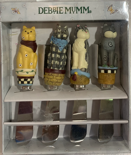 Debbie Mumm Garden Cat Spreaders. Note Please Read Entire Description - There Are No Returns