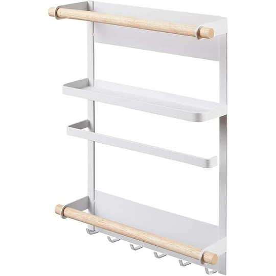 Osqi - Hanging Shelf Shelf Fridge Storage with Suction Cups Spice Rack Wall Mounted Shelf Kitchen Storage Herb Freestanding Spice Shelf(White)