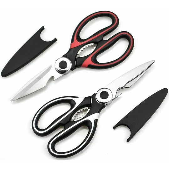 2 pieces kitchen scissors, robust kitchen scissors, Multiusage scissors with lid for chicken vegetables and bbq