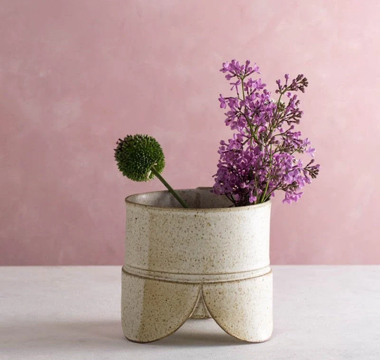White Pottery Vase, Ceramic Planter Succulents Or Flowers, Minimalist Succulent Planter On Rounded Legs, Kitchen Garden