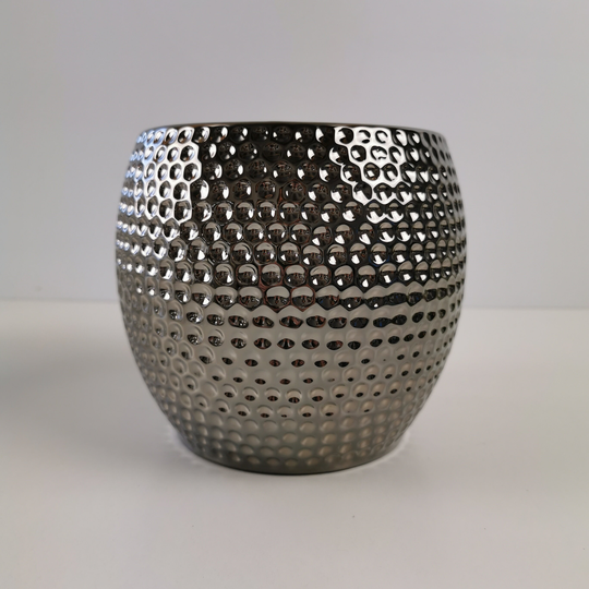 Titanium Silver Dimple Mirrored Planter/House Plant Pot 3 Sizes