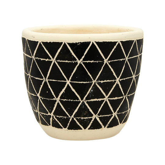 Diamond Patterned Black And White Cement Planter